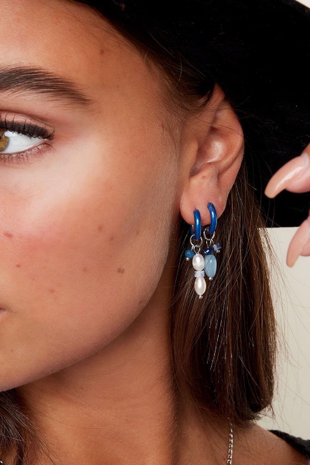 Boucles d'oreilles avec Charm Coloré Medium Argenté Acier inoxydable h5Image5